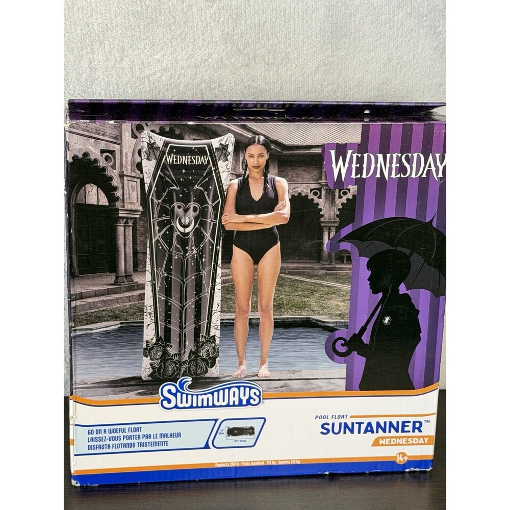 Swimways Wednesday Suntanner Pool Float Coffin Shape 5.8 Feet Long NIB